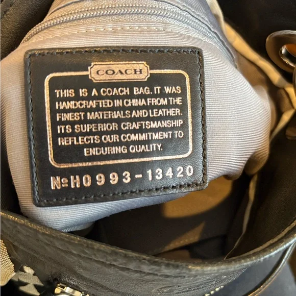 COACH HOBO SHOULDER  HANDBAG 13420 PARKER OP ART BLACK LEATHER TRIM - Picture 9 of 10